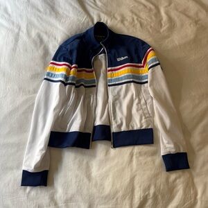 Forever 21 x Wilson Color Block Stripe Full Zip Knit Collar Cuffs Hem S …